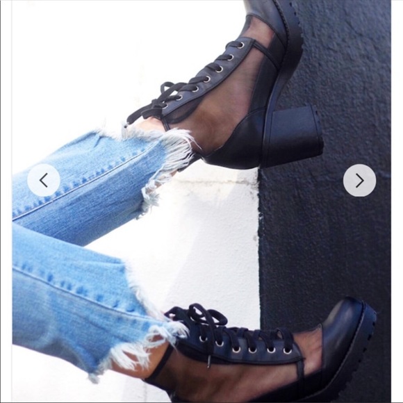 Forever 21 Black Mesh Ankle Boots - Picture 2 of 5